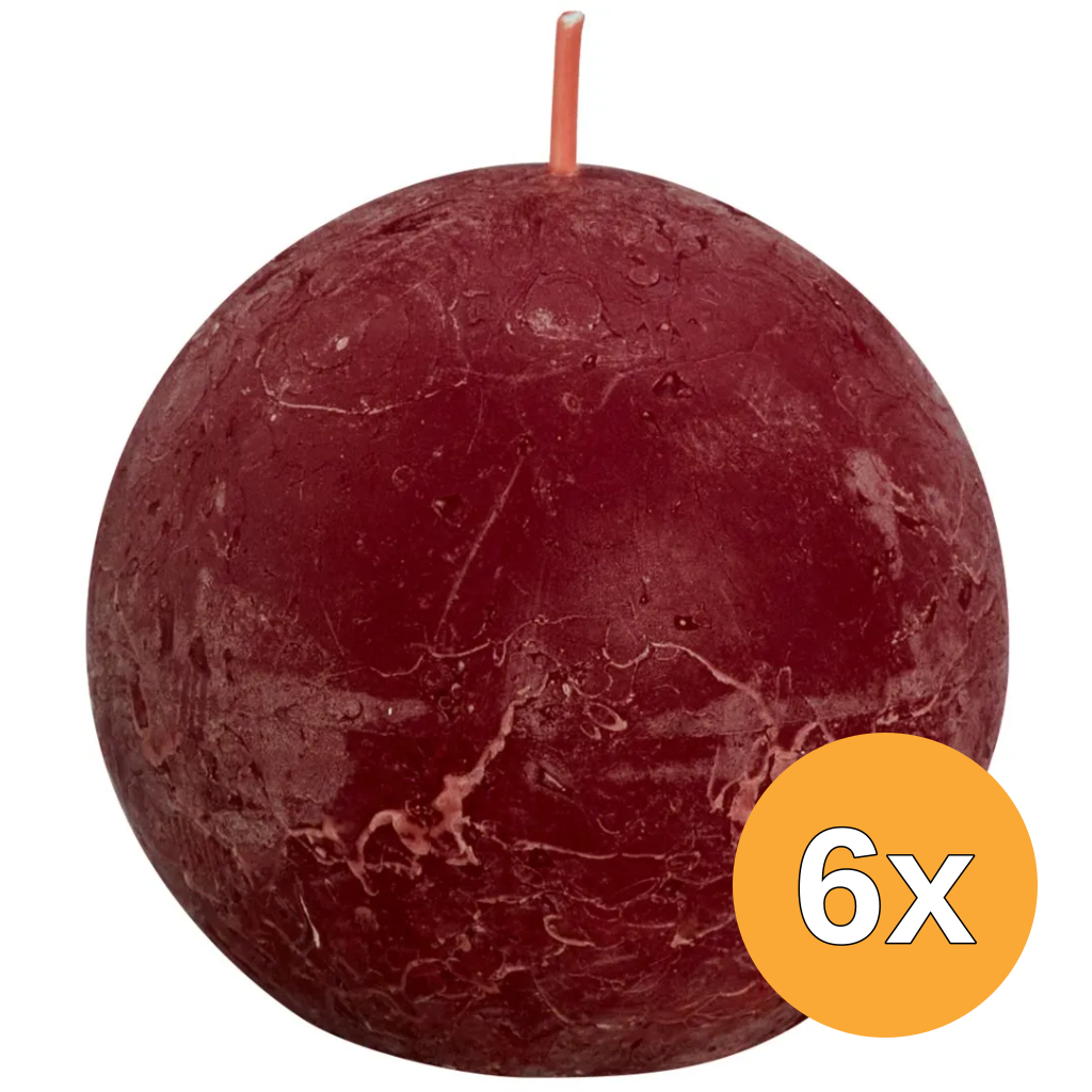 6x Bolsius Rustiek Bolkaars Shine 76 Velvet Red (1 stuk)