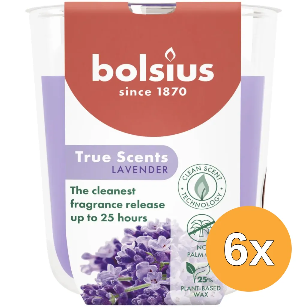 6x Bolsius Geurglas 80/73 True Scents Lavender (1 stuk)