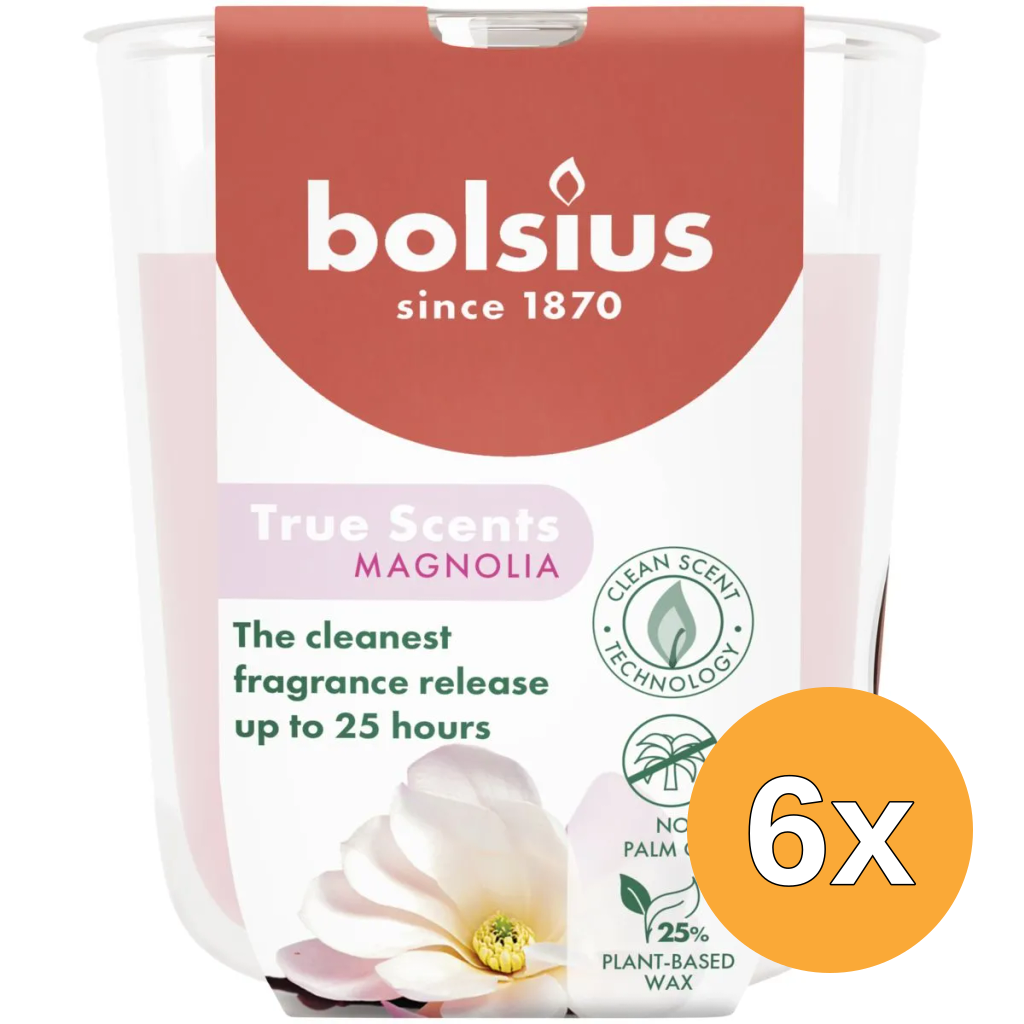 6x Bolsius Geurglas 80/73 True Scents Magnolia (1 stuk)