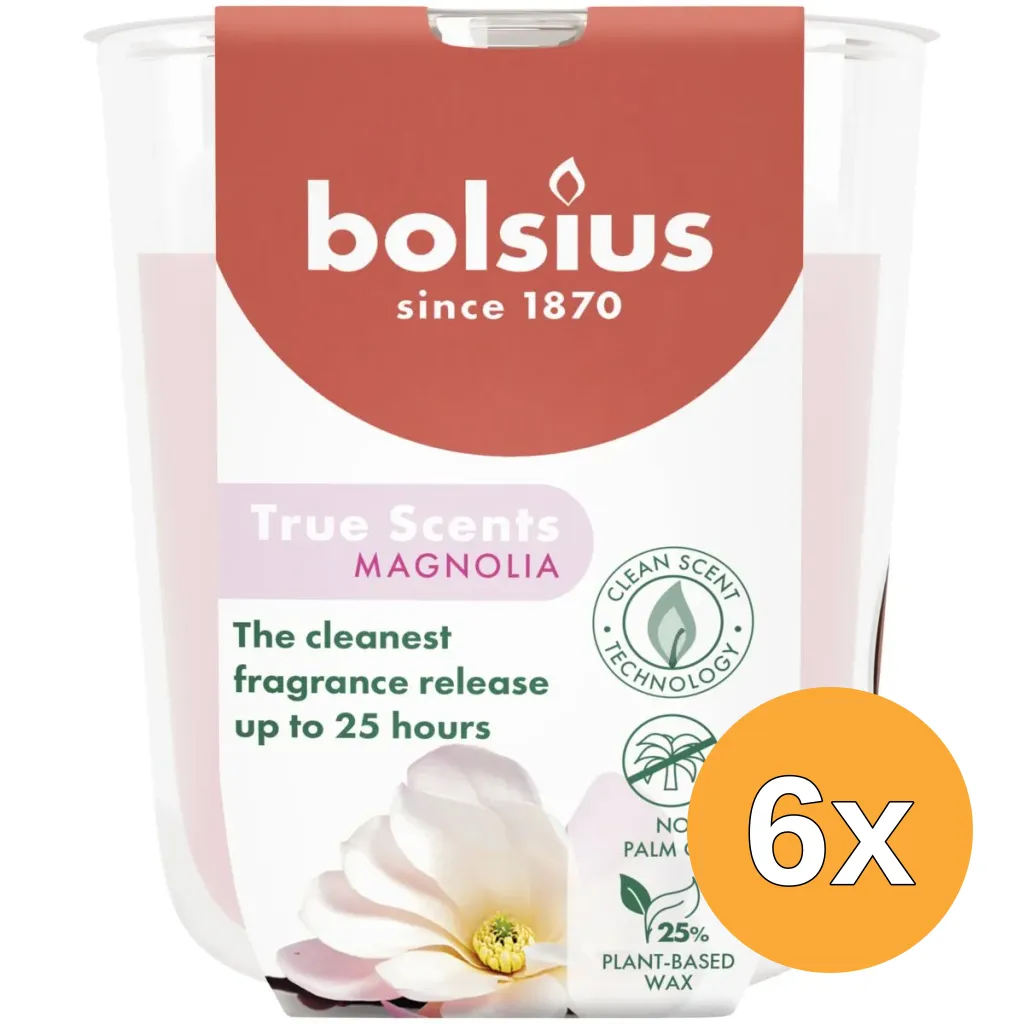 6x Bolsius Geurglas 80/73 True Scents Magnolia (1 stuk)