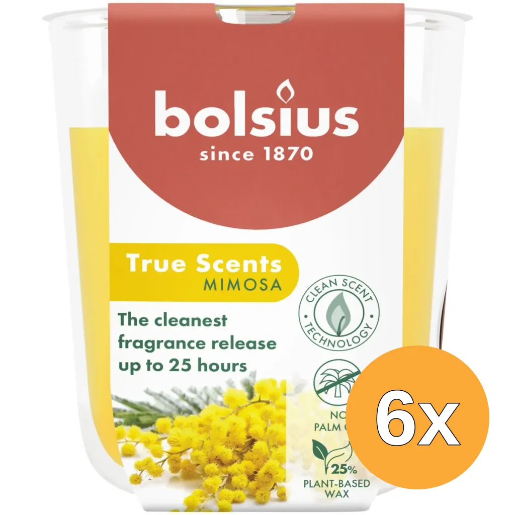 6x Bolsius Geurglas 80/73 True Scents Mimosa (1 stuk)