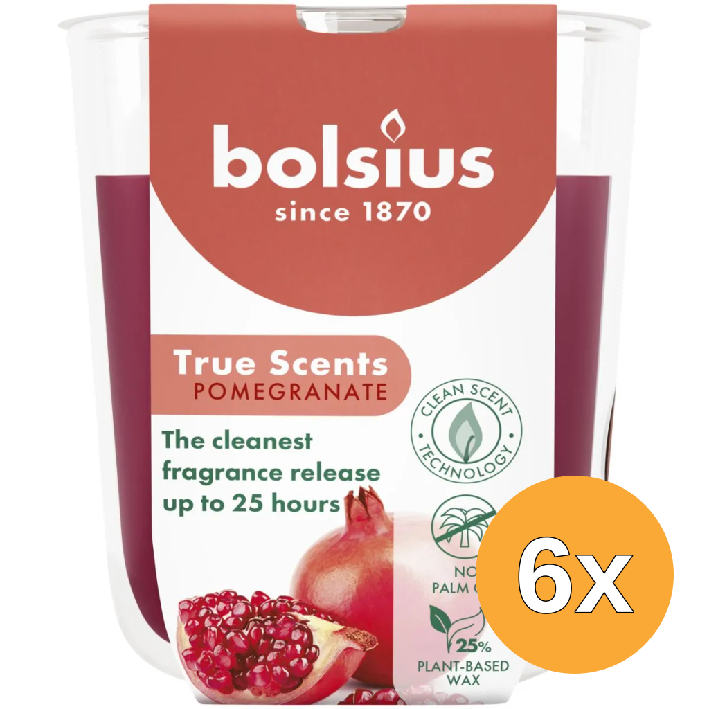 6x Bolsius Geurglas 80/73 True Scents Pomegranate (1 stuk)