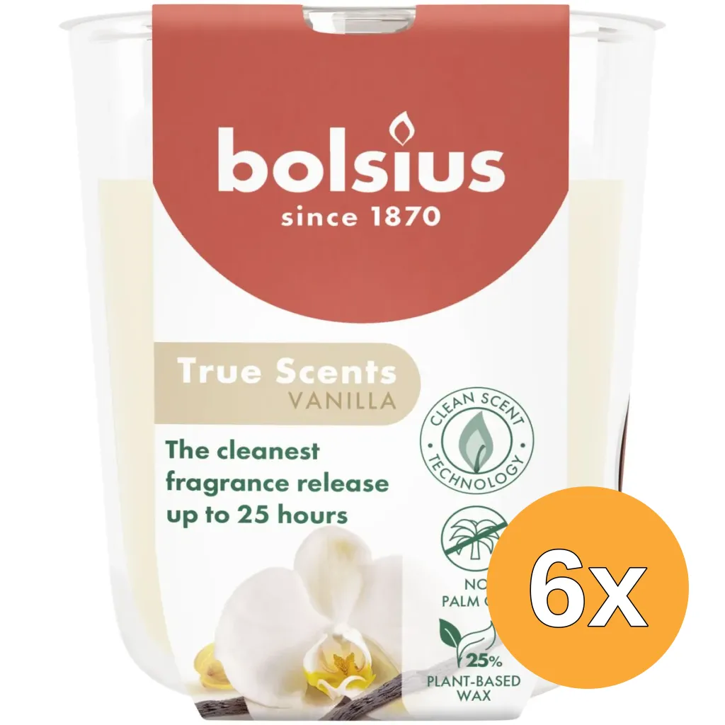6x Bolsius Geurglas 80/73 True Scents Vanilla (1 stuk)