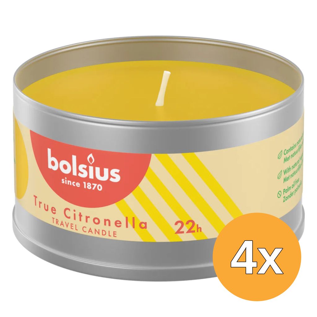 4x Bolsius True Citronella Metalen Tin 49/87 (1 stuk)