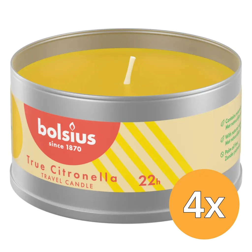 4x Bolsius True Citronella Metalen Tin 49/87 (1 stuk)