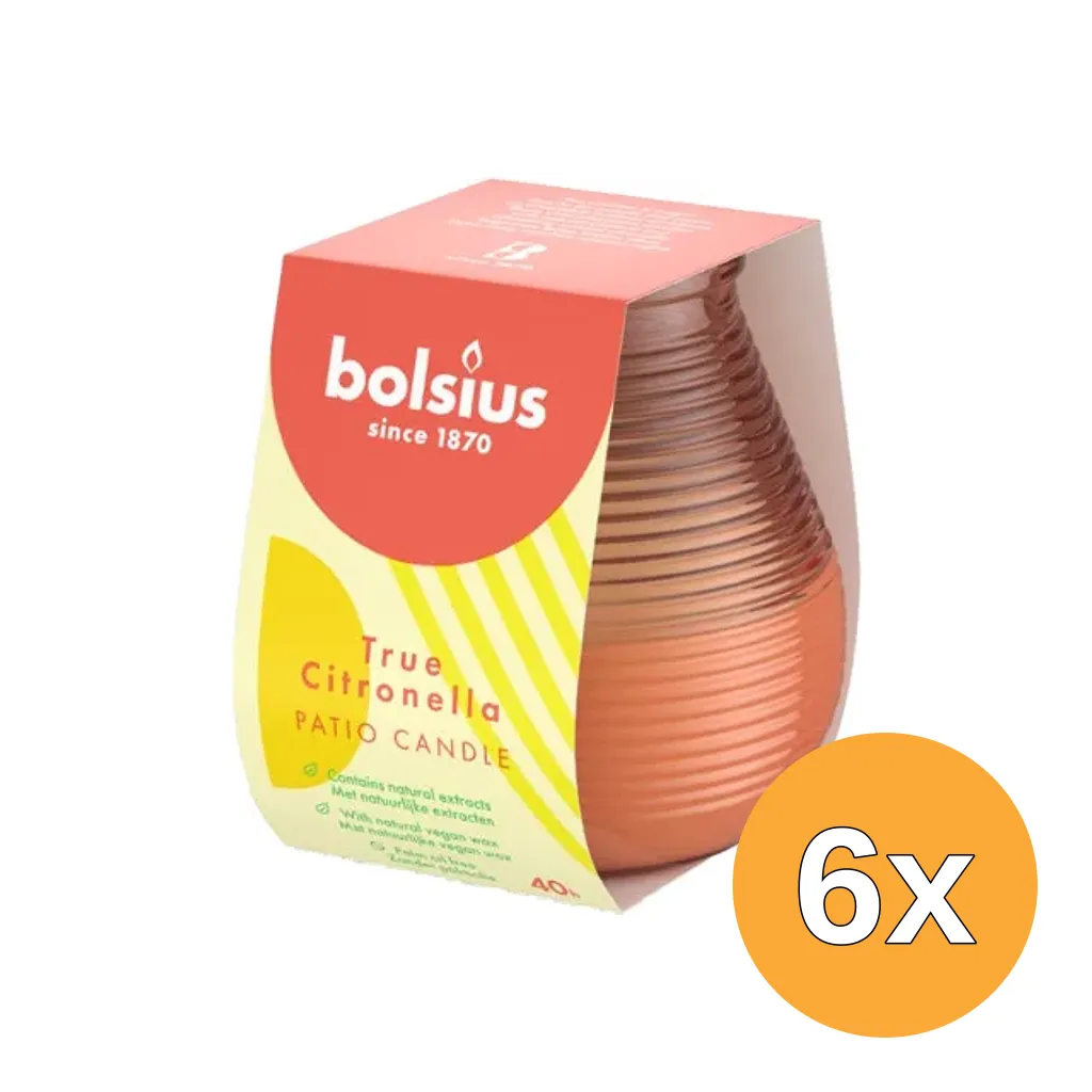 6x Bolsius True Citronella Patiolight 94/91 Earth (1 stuk)
