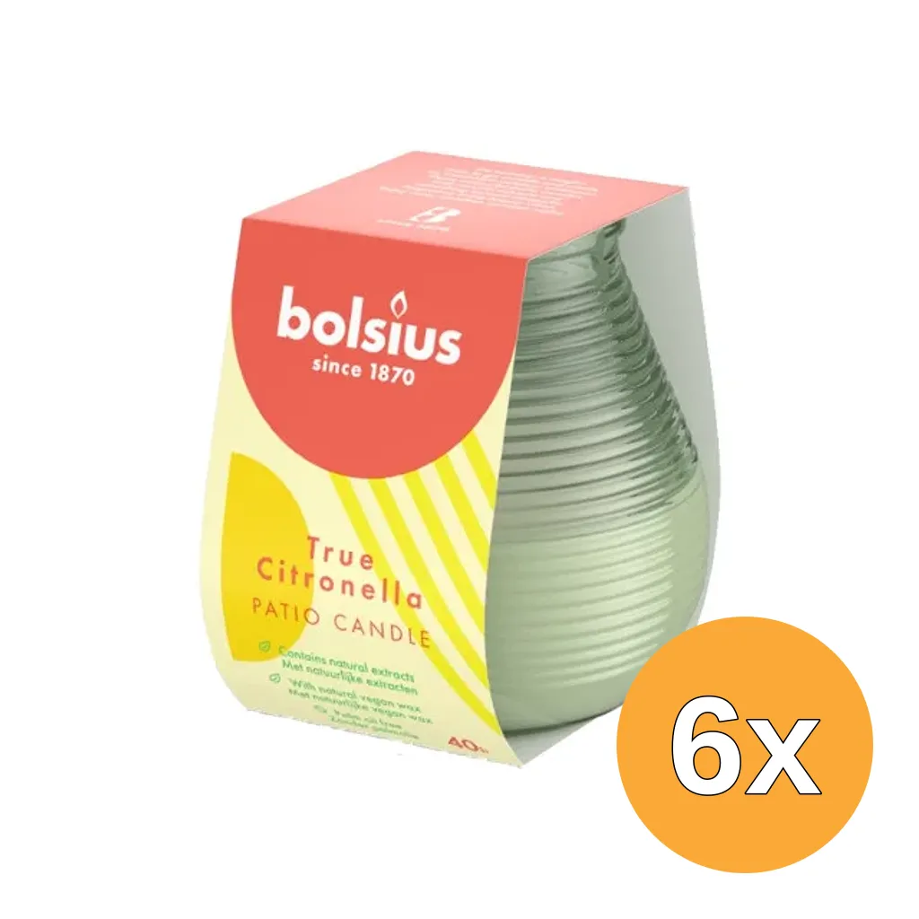 6x Bolsius True Citronella Patiolight 94/91Green (1 stuk)