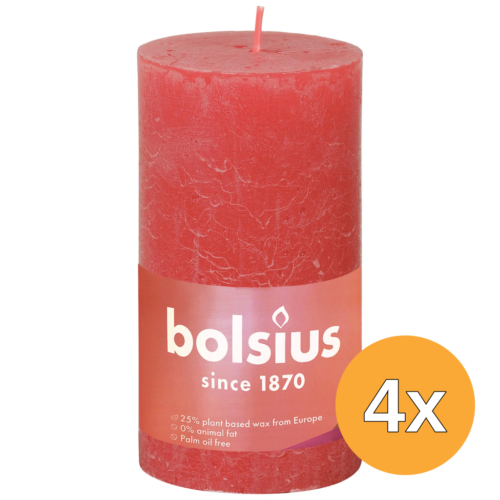 4x Bolsius Rustiekkaars 130/68 Blossom Pink (1 stuk)