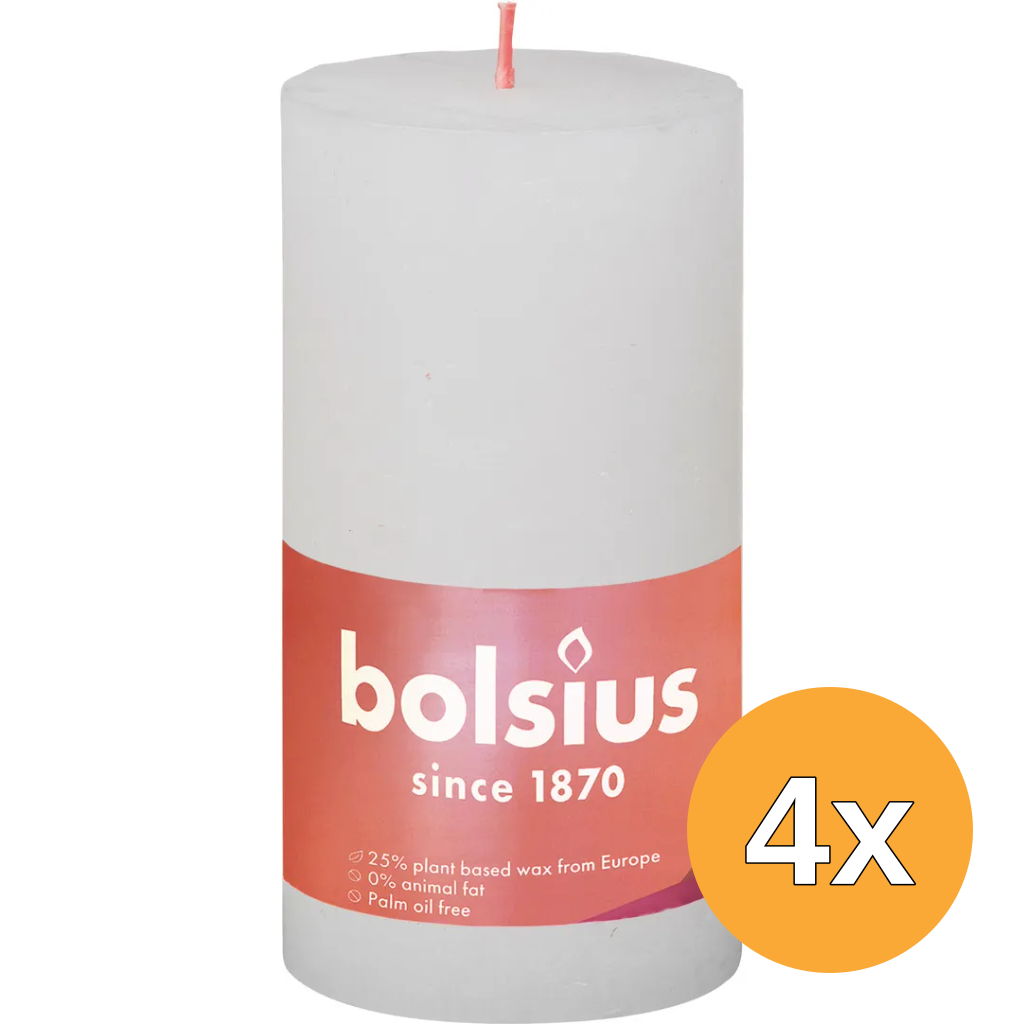 4x Bolsius Shine Rustiekkaars 130/68 Cloudy White (1 stuk)