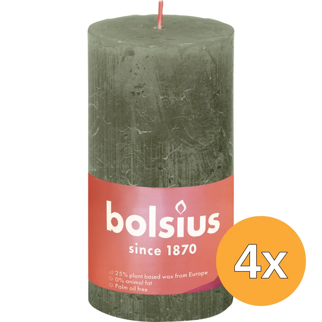 4x Bolsius Shine Rustiekkaars 130/68 Fresh Olive (1 stuk)