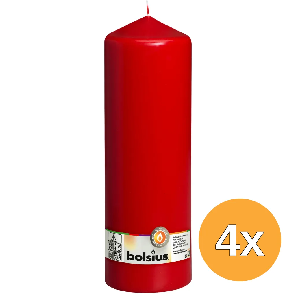 4x Bolsius Stompkaars 300/98 Rood (1 stuk)