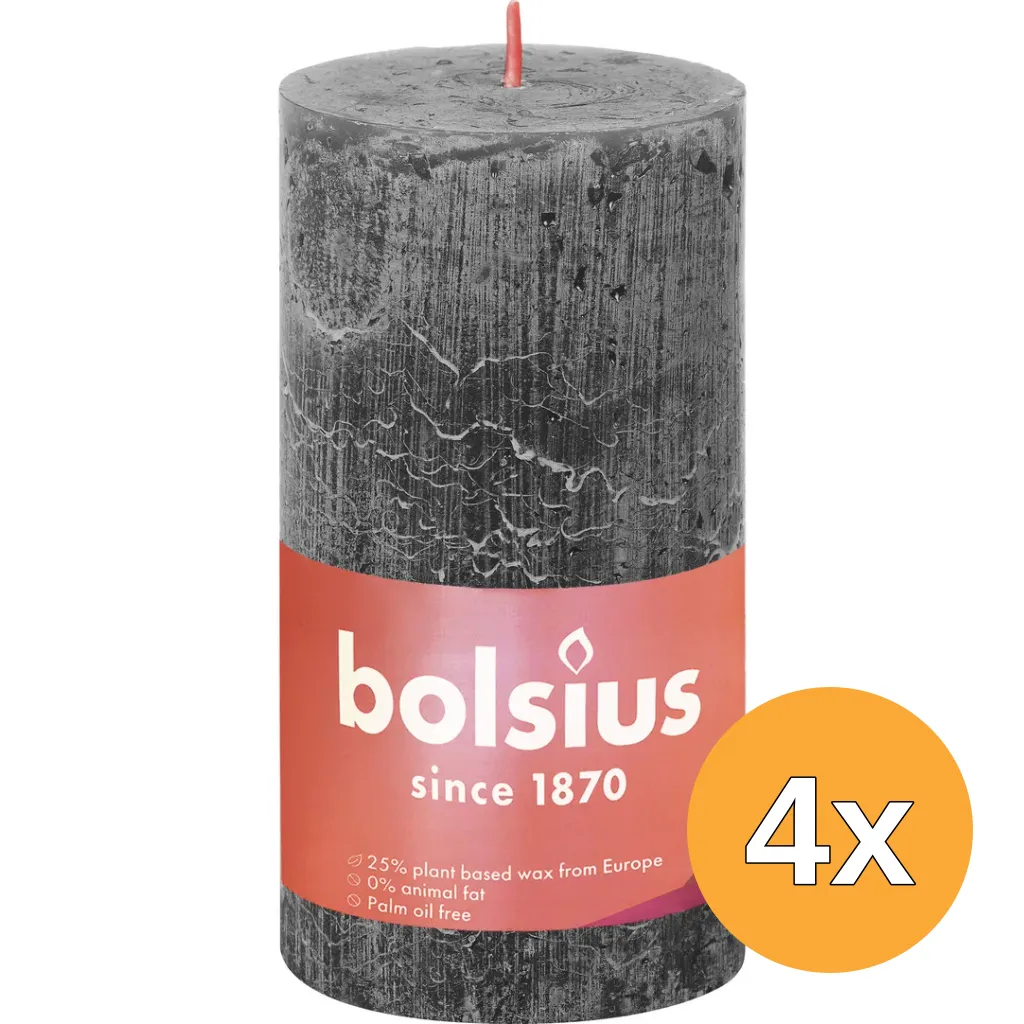 4x Bolsius Shine Rustiekkaars 130/68 Stormygrey (1 stuk)