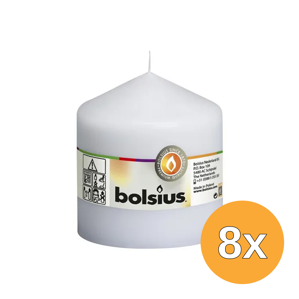 8x Bolsius Stompkaars 100/98 Wit (1 stuk)