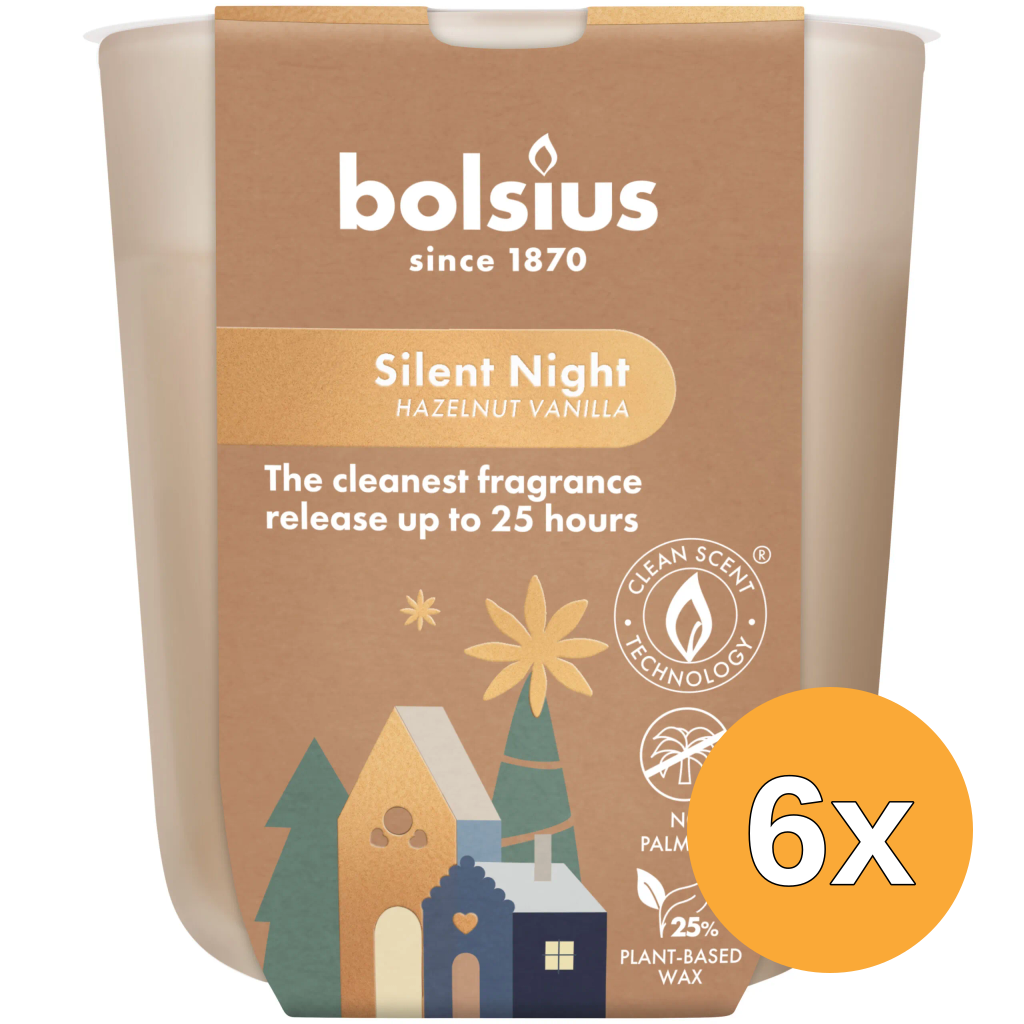 6x Bolsius Geurglas 80/73 True Glow Silent Night (1 stuk)