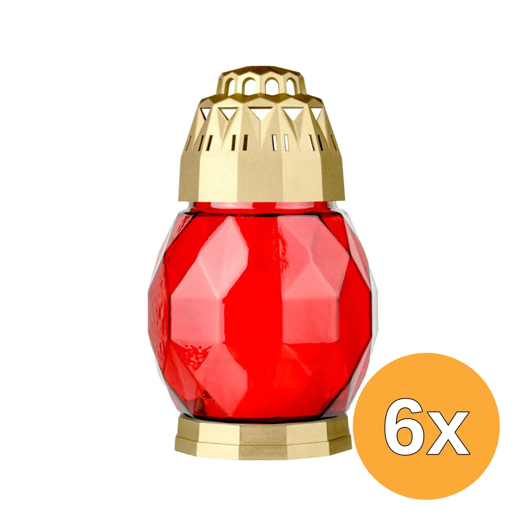 6x Bolsius Lantaarn 2D Diamant Rood + Goud (1 stuk)