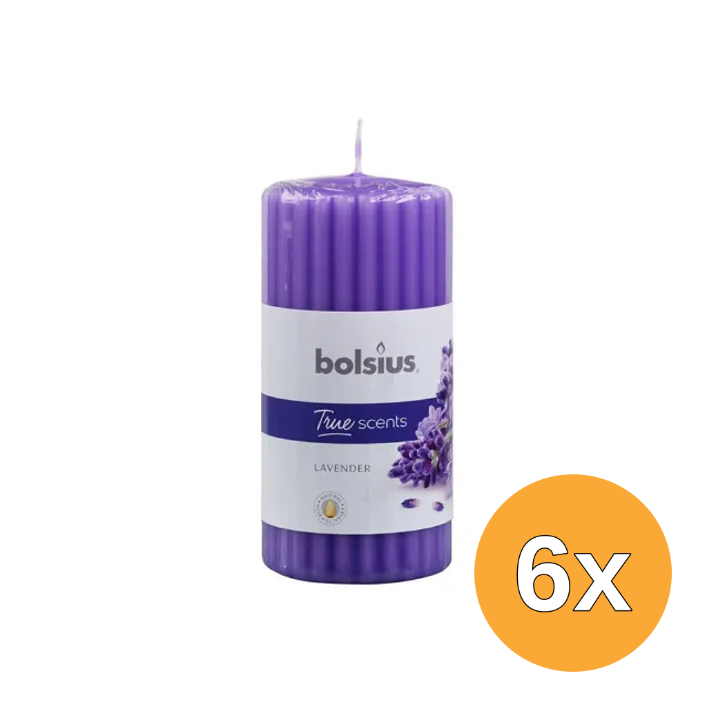 6x Bolsius True Scents Stompkaars Geur 120/58 Lavendel (1 stuk)