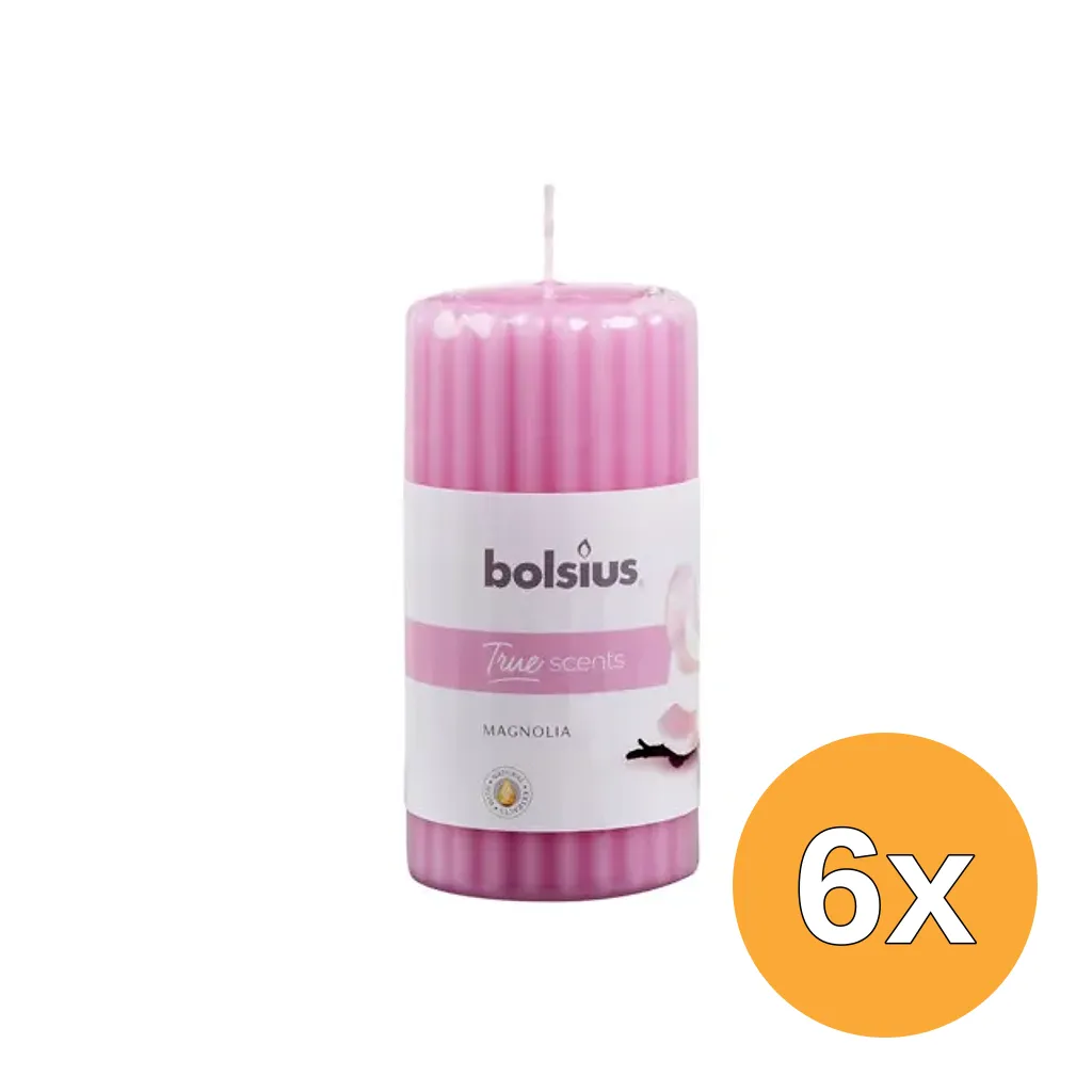 6x Bolsius True Scents Stompkaars Geur 120/58 Magnolia (1 stuk)