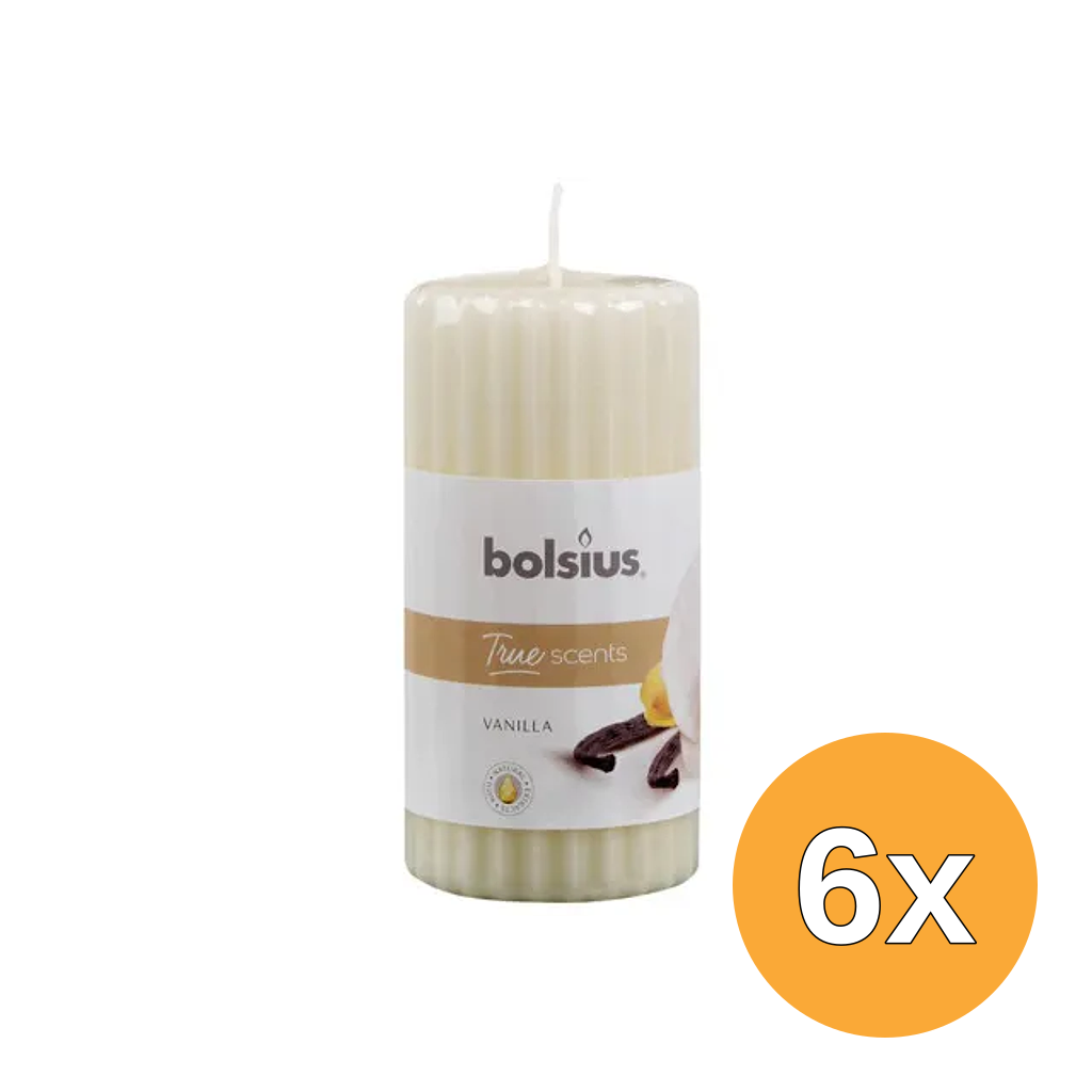 6x Bolsius True Scents Stompkaars Geur 120/58 Vanilla (1 stuk)