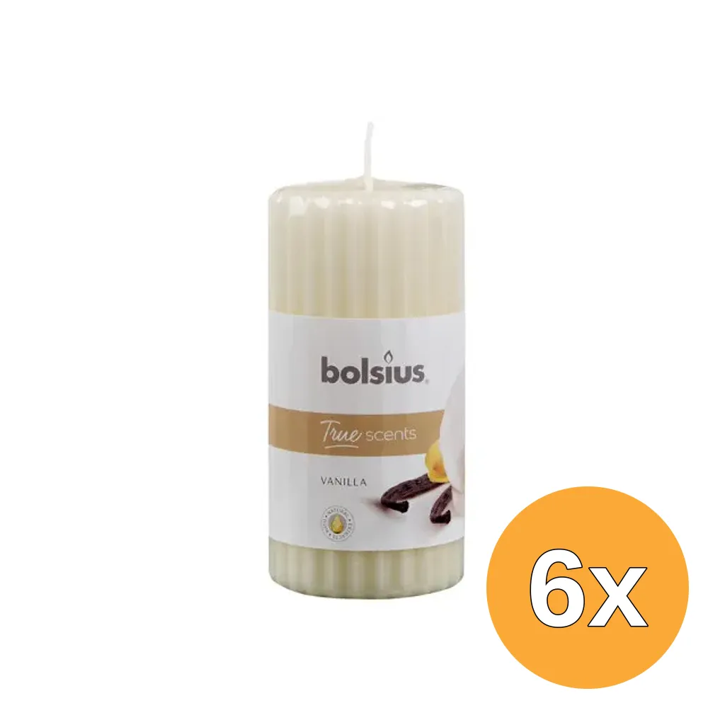 6x Bolsius True Scents Stompkaars Geur 120/58 Vanilla (1 stuk)