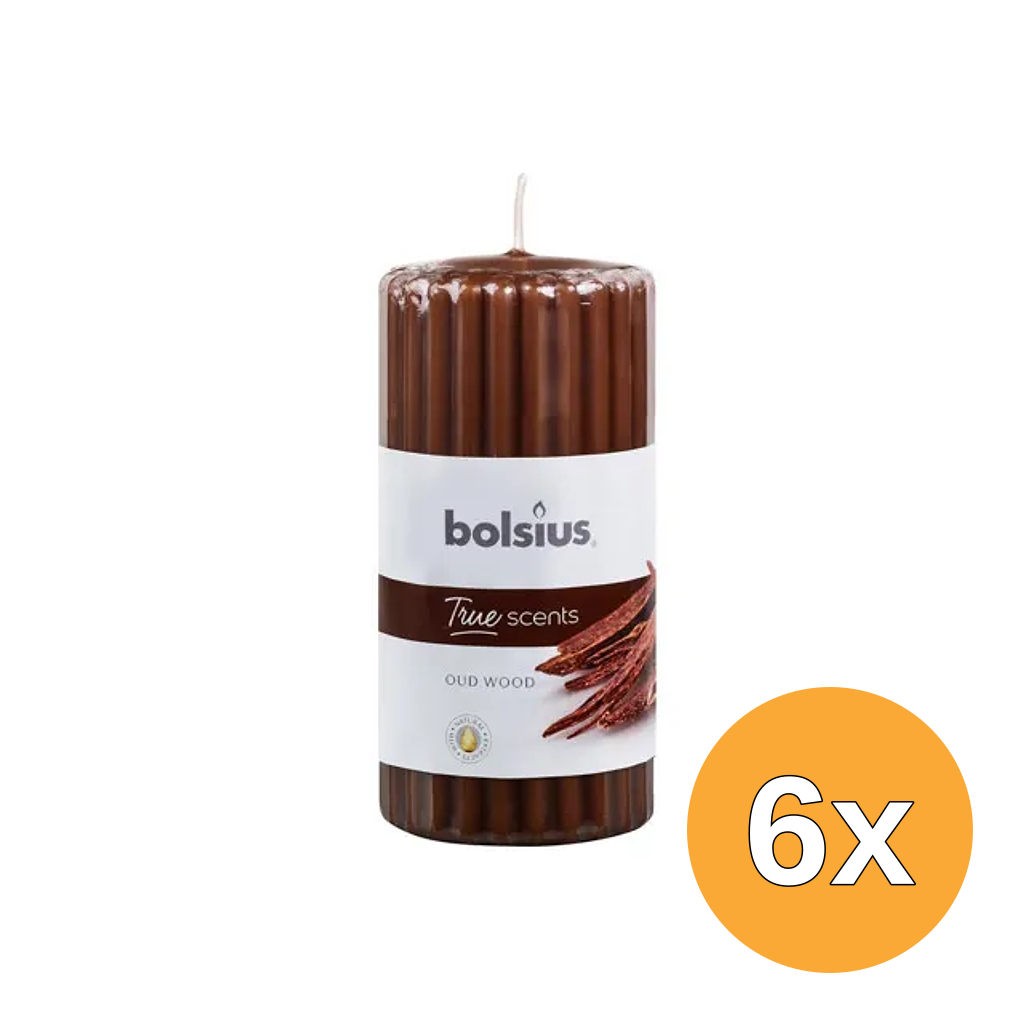 6x Bolsius True Scents Stompkaars Geur 120/58 Old Wood (1 stuk)