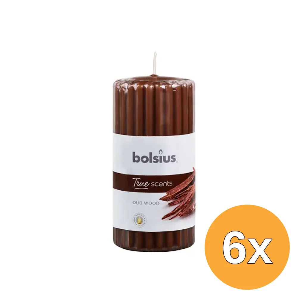6x Bolsius True Scents Stompkaars Geur 120/58 Old Wood (1 stuk)