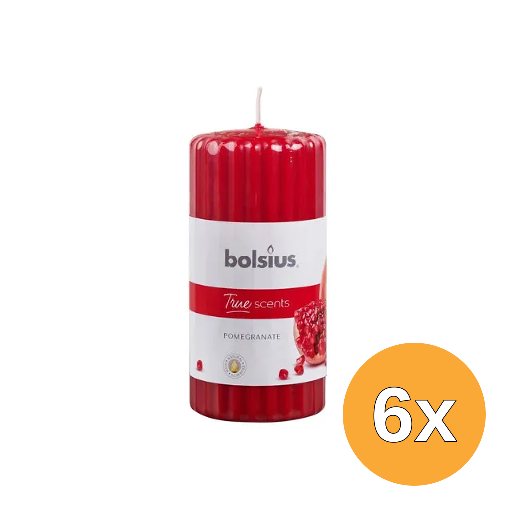 6x Bolsius True Scents Stompkaars Geur 120/58 Pomegranate (1 stuk)