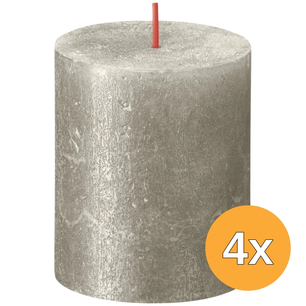 4x Bolsius Metallic Rustiekkaars 80/68 Champagne (1 stuk)