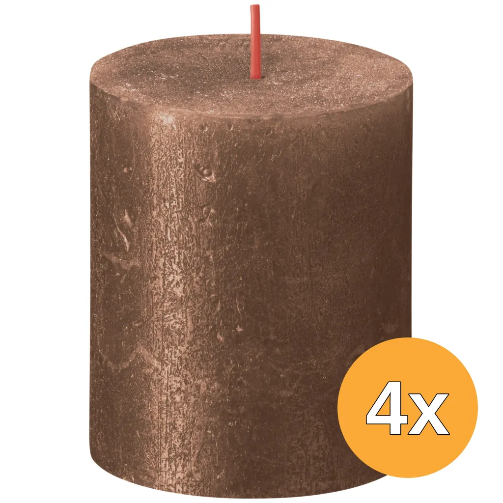 4x Bolsius Metallic Rustiekkaars 80/68 Koper (1 stuk)