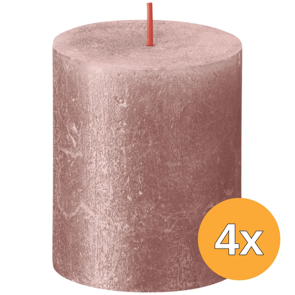 4x Bolsius Metallic Rustiekkaars 80/68 Roze (1 stuk)
