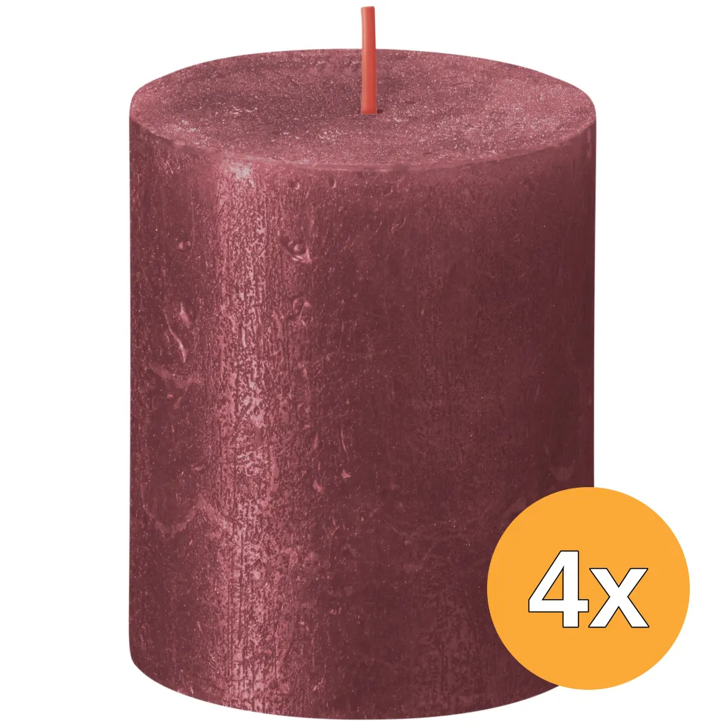 4x Bolsius Metallic Rustiekkaars 80/68 Rood (1 stuk)