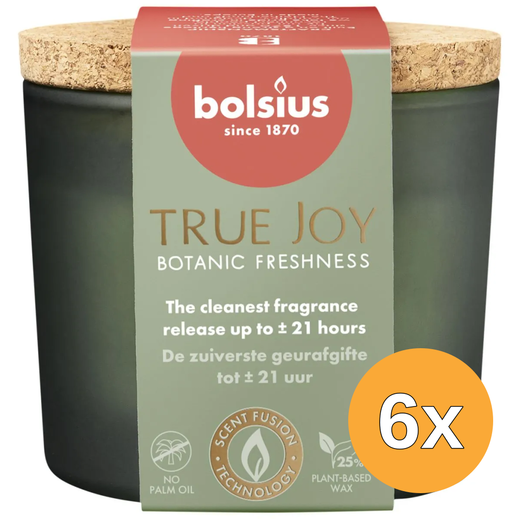6x Bolsius Geurglas Met Kurk 66/83 True Joy Botanic Freshness (1 stuk)