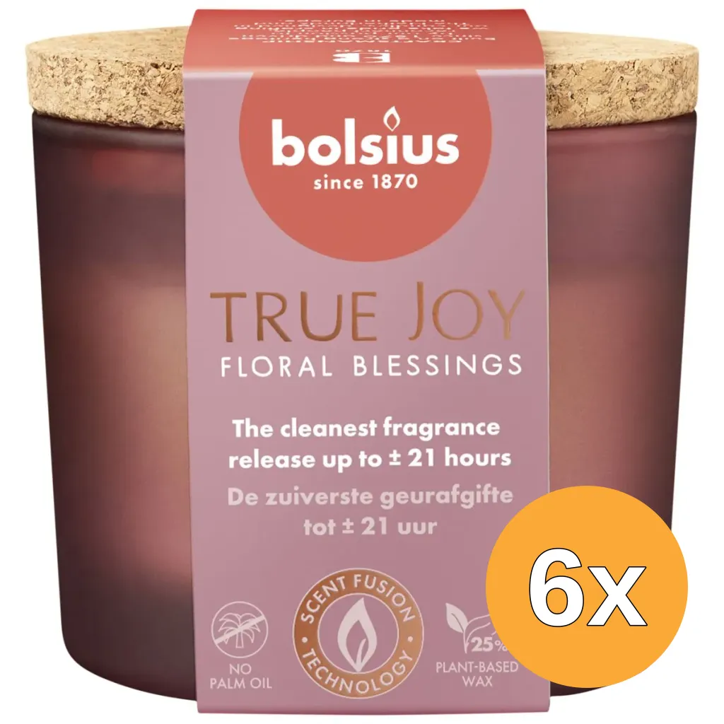 6x Bolsius Geurglas Met Kurk 66/83 True Joy Floral Blessings (1 stuk)
