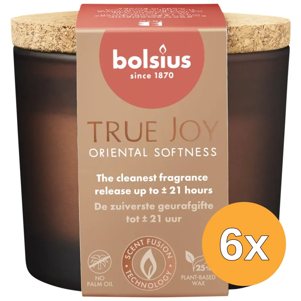 6x Bolsius Geurglas Met Kurk 66/83 True Joy Oriental Softness (1 stuk)