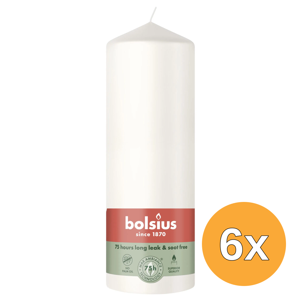6x Bolsius Stompkaars 200/68 Cloudy White (1 stuk)