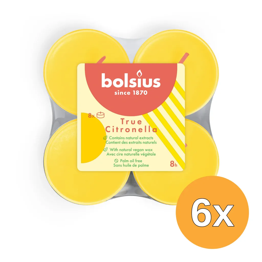 6x Bolsius True Citronella Maxilicht Citronella (8 stuks)