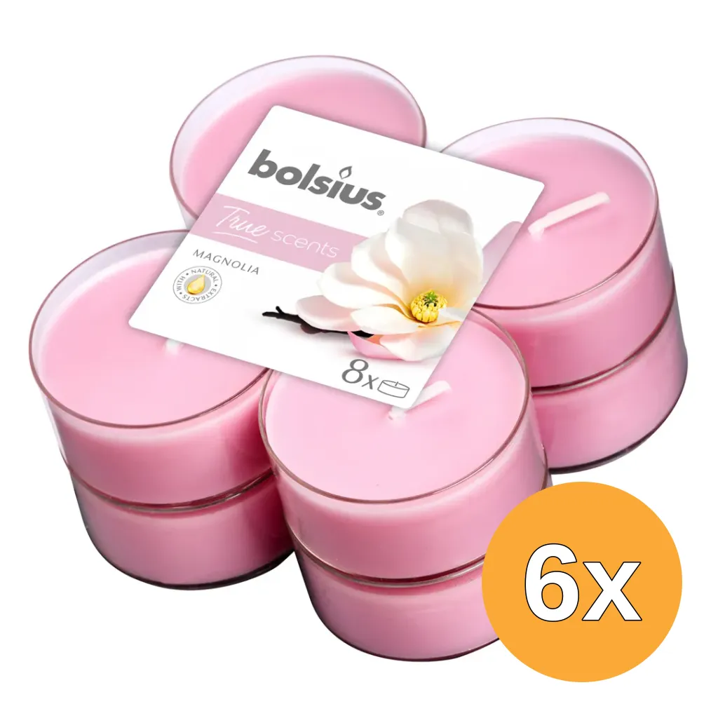 6x Bolsius True Scents Maxilicht Magnolia (8 stuks)