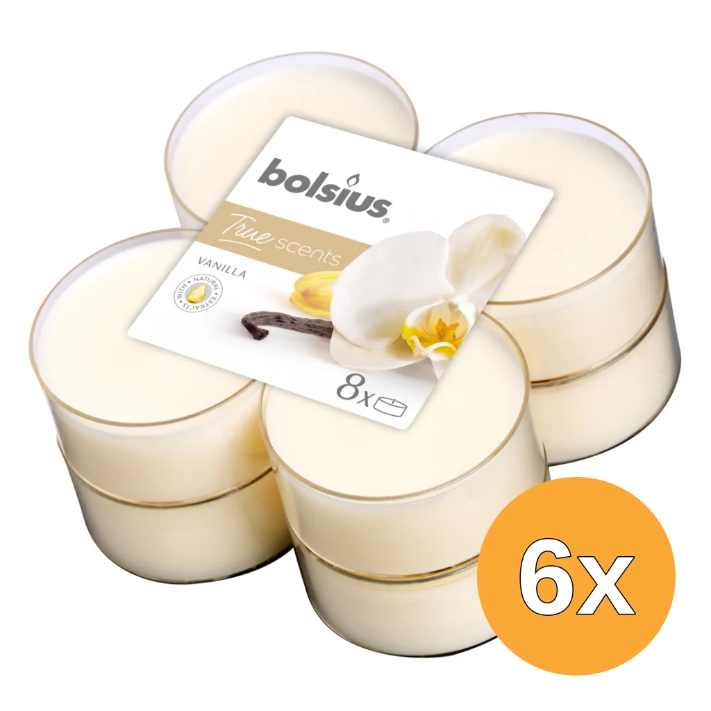 6x Bolsius True Scents Maxilicht Vanilla (8 stuks)