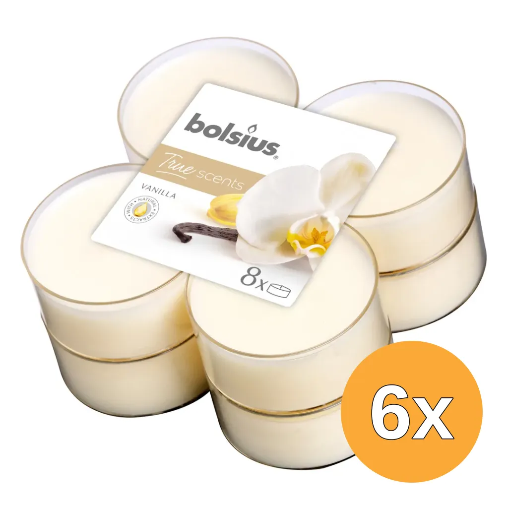 6x Bolsius True Scents Maxilicht Vanilla (8 stuks)