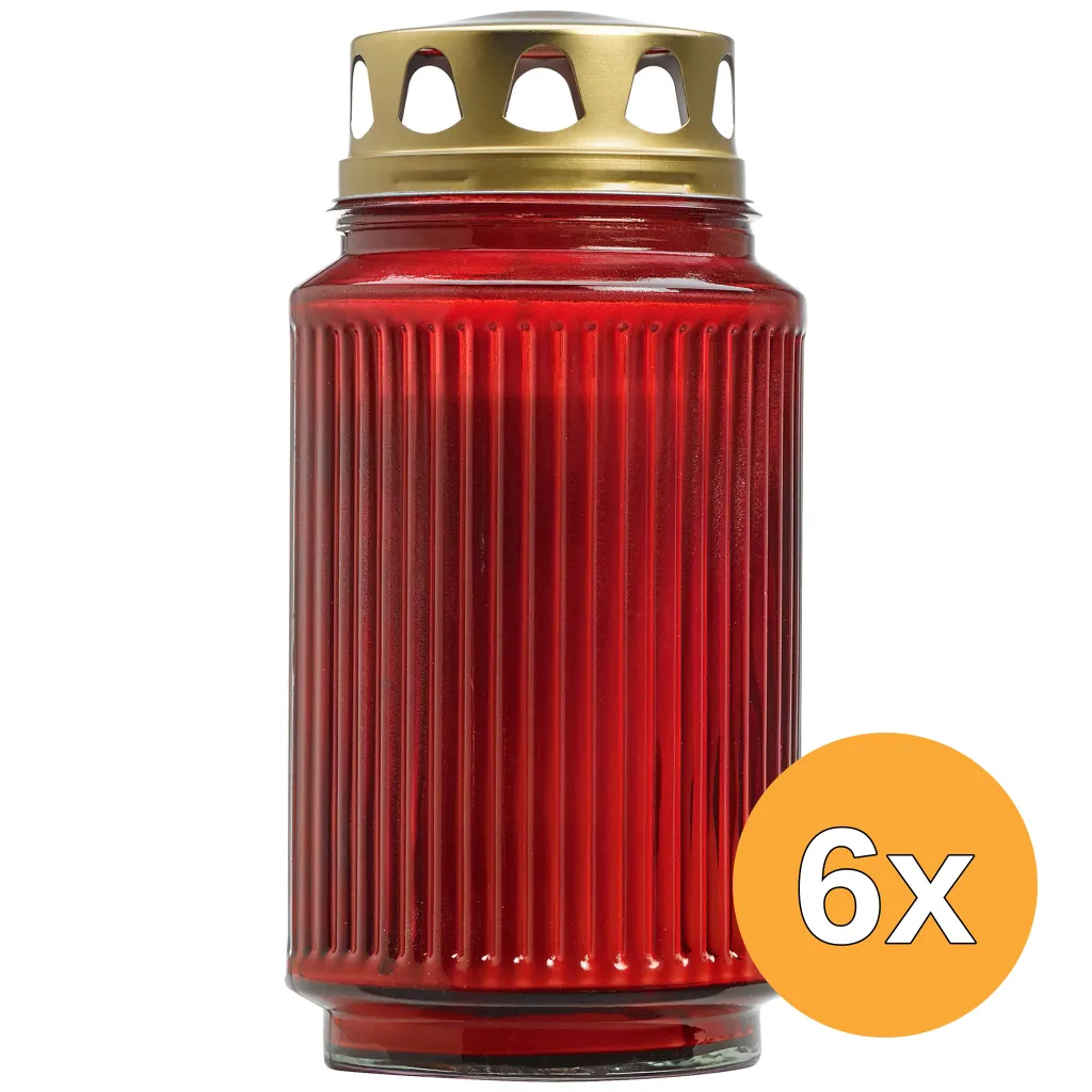 6x Bolsius Lantaarnglas Met Deksel Rood (1 stuk)