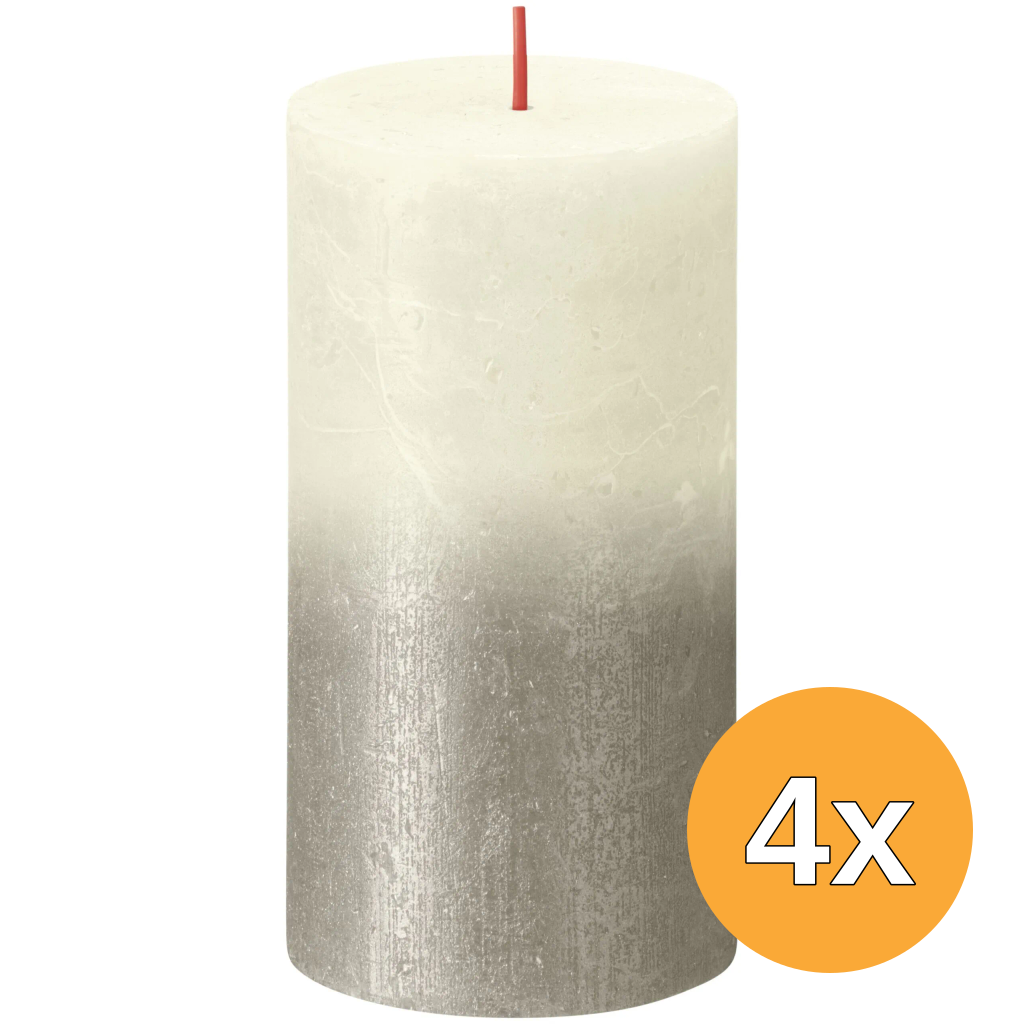 4x Bolsius Fading Metallic Rustiekkaars 130/68 Soft Pearl + Champagne (1 stuk)