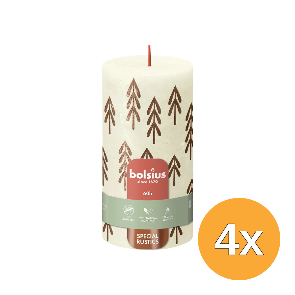4x Bolsius Silhouette Rustiekkaars 130/68 Soft Pearl (1 stuk)