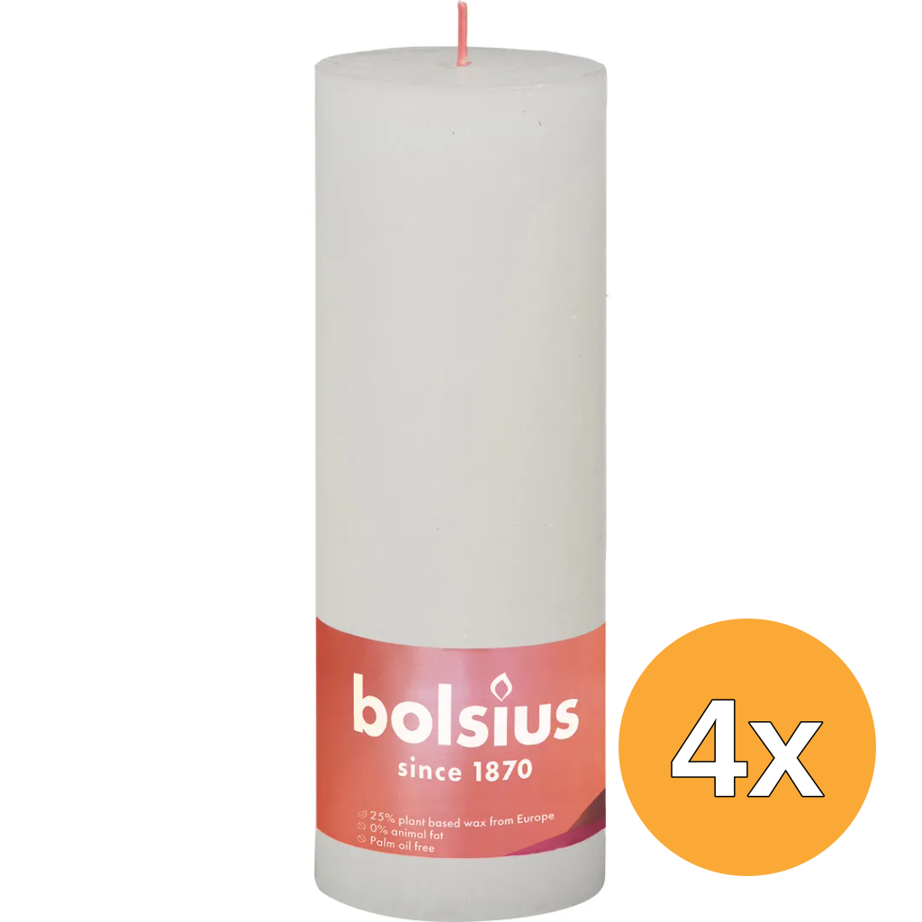 4x Bolsius Shine Rustiekkaars 190/68 Cloudy White (1 stuk)