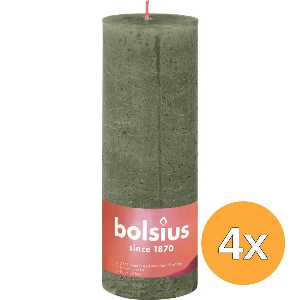 4x Bolsius Shine Rustiekkaars 190/68 Fresh Olive (1 stuk)