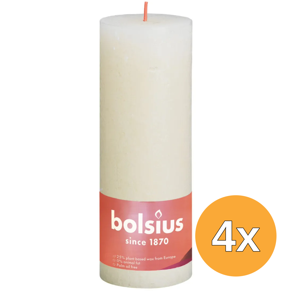 4x Bolsius Rustiekkaars Shine 190/68 Soft Pearl (1 stuk)