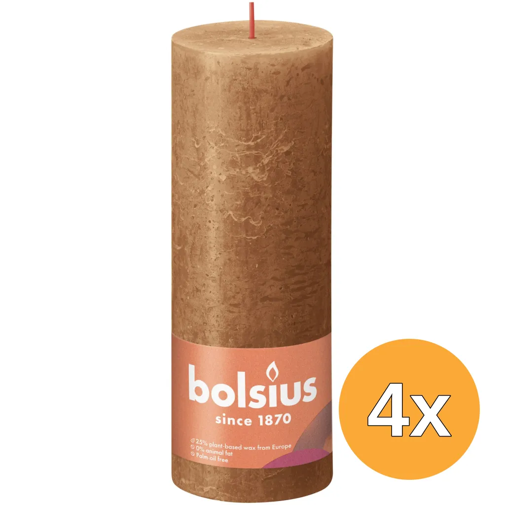 4x Bolsius Rustiekkaars 190/68 Spice Brown (1 stuk)