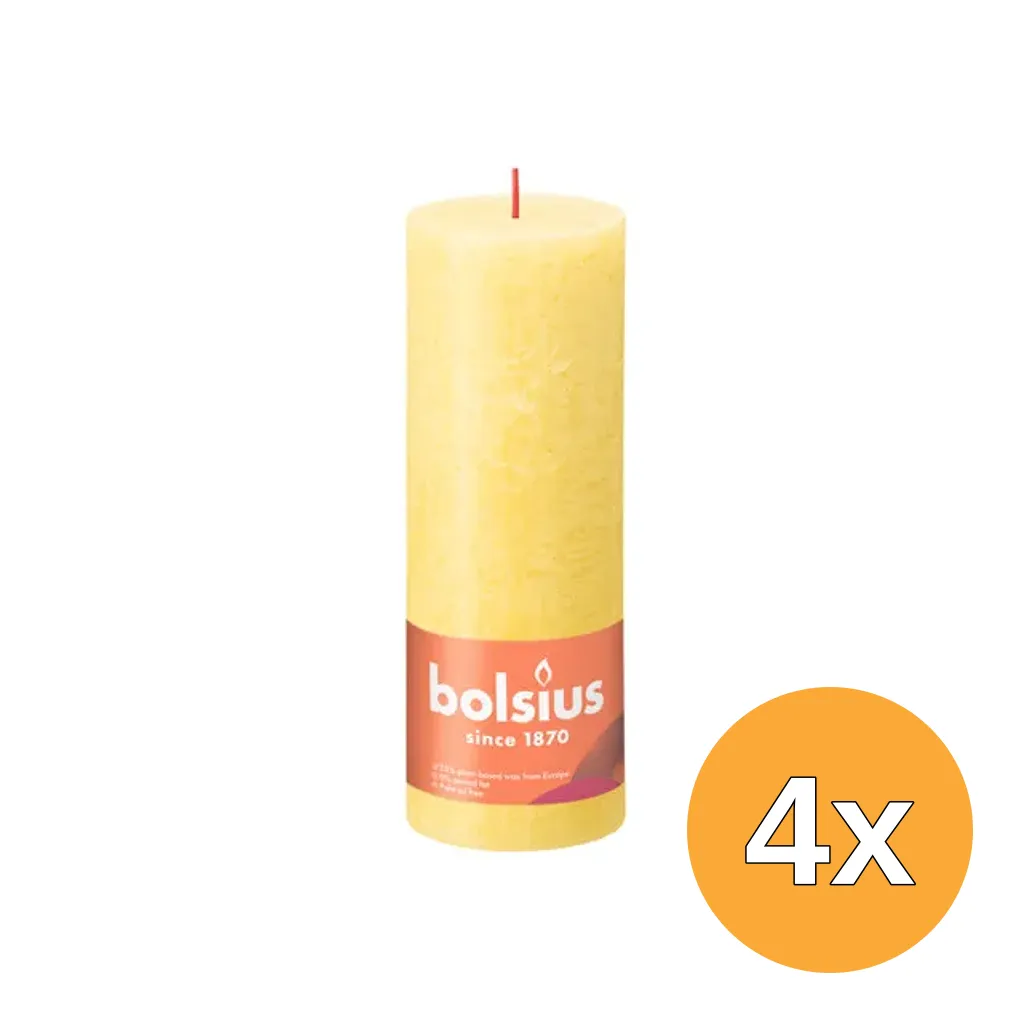 4x Bolsius Shine Rustiekkaars 190/68 Sunny Yellow (1 stuk)
