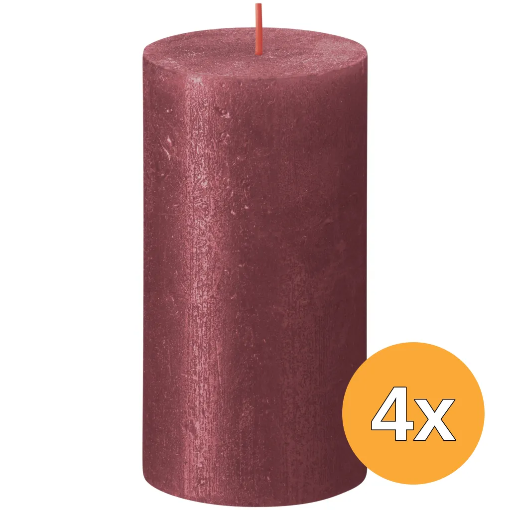 4x Bolsius Metallic Rustiekkaars 130/68 Rood (1 stuk)