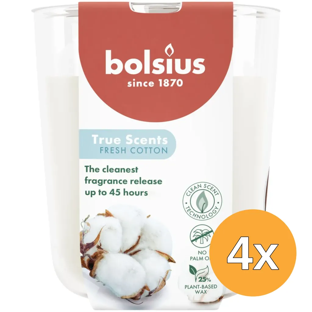 4x Bolsius Geurglas 97/85 True Scents Fresh Cotton (1 stuk)