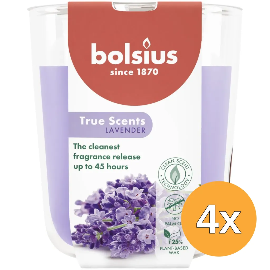 4x Bolsius Geurglas 97/85 True Scents Lavender (1 stuk)