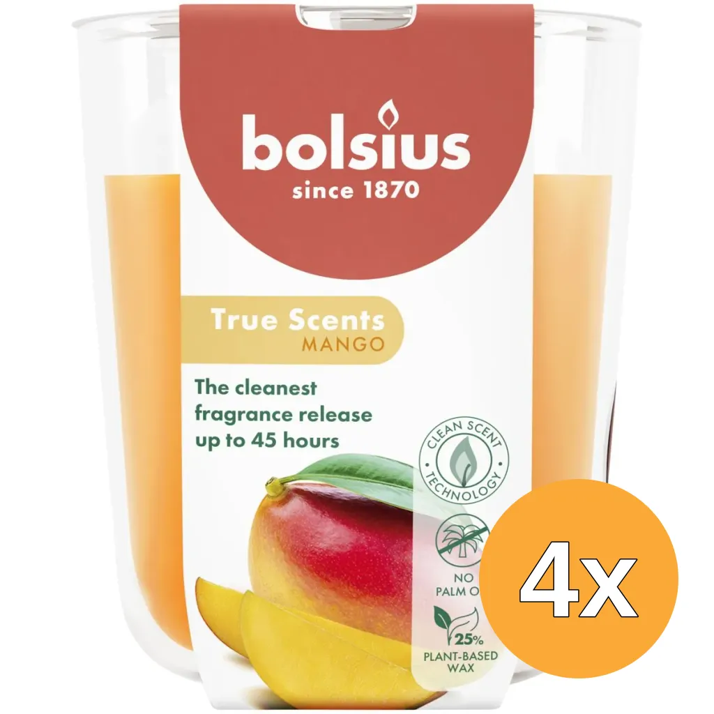 4x Bolsius Geurglas 97/85 True Scents Mango (1 stuk)